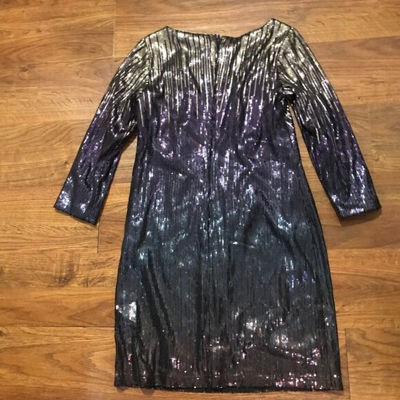 tadashi shoji sequin ombre long sleeve dress - Picture 6 of 6